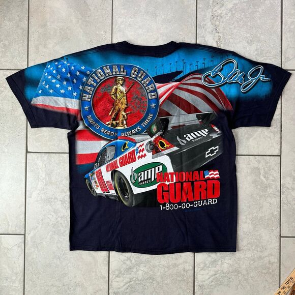 VTG Dale Earnhardt Jr National Guard T-Shirt XL All Over Print AOP Chase NASCAR - Picture 3 of 6